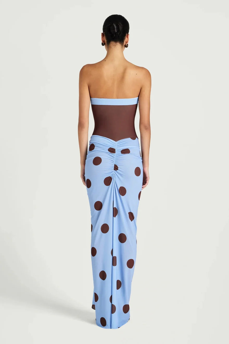 Rumi Maxi Dress - Blue/Choc