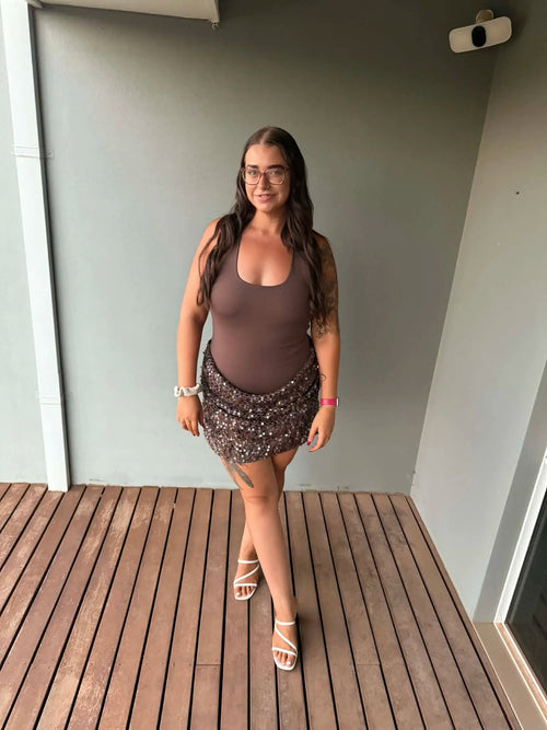 Ariel Mini Dress - Brown