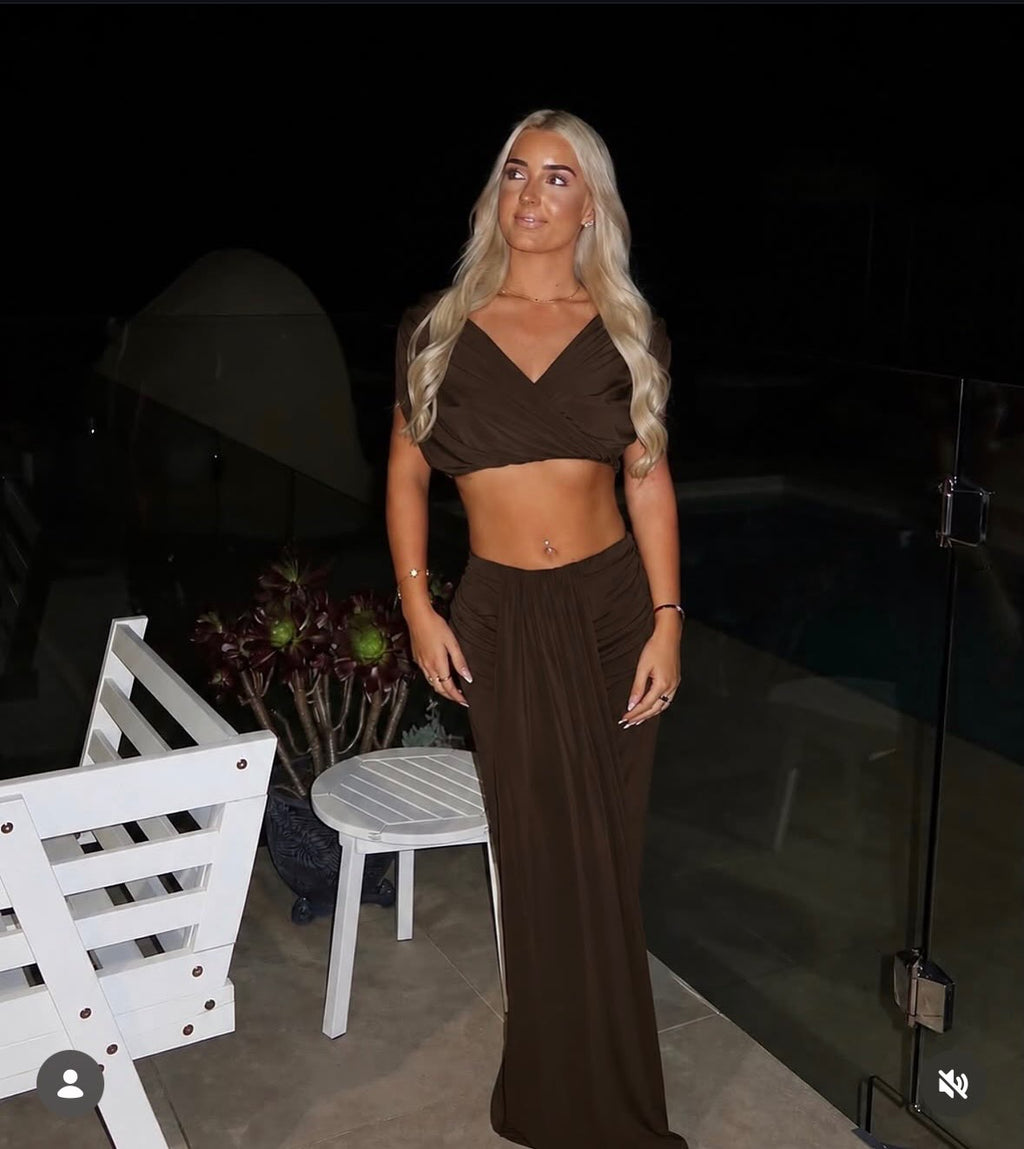 Celia Top & Maxi Skirt - Chocolate