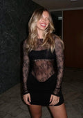 Yana Lace Mini Dress - Black