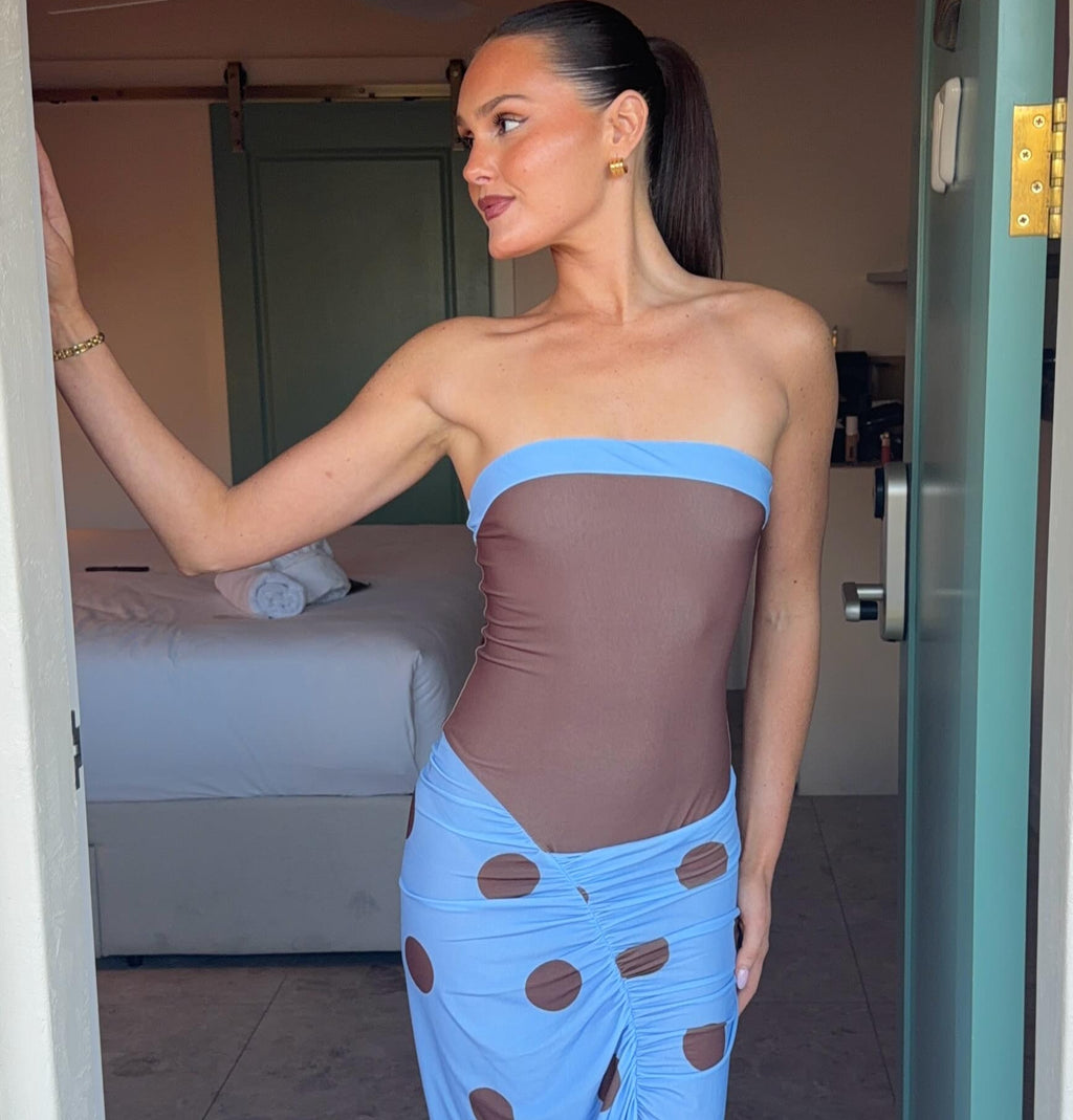 Rumi Maxi Dress - Blue/Choc
